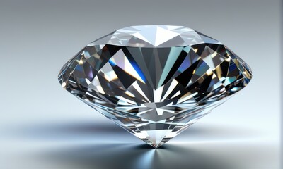 Brilliant Cut Diamond on Gray Background
