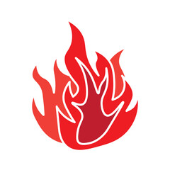 Abstract Red Flame Graphic Icon Symbolizing Fire and Heat