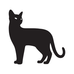Poised Bombay silhouette, frozen in a moment of grace - Bombay illustration - Bombay vector - cat silhouette

