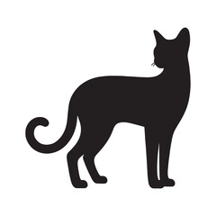 Lithe Bombay silhouette, showcasing the breed’s slender physique - Bombay illustration - Bombay vector - cat silhouette

