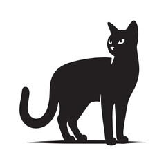 Elegant Bombay silhouette, a perfect depiction of feline grace - Bombay illustration - Bombay vector - cat silhouette

