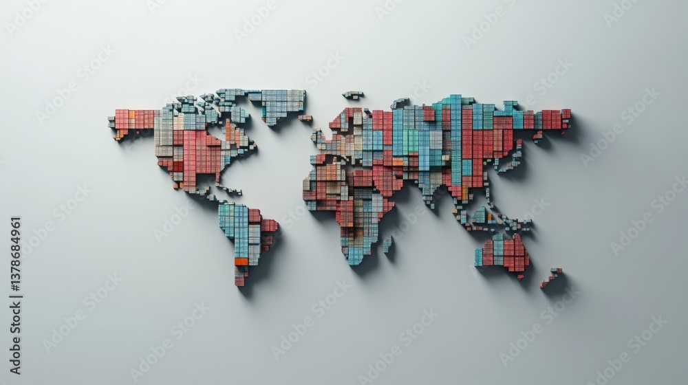 Poster global mapping progress visualizing world data through colorful cubes digital art environment aerial