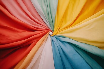 Abstract composition of colorful overlapping umbrellas and canopy patterns