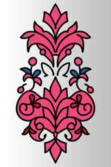 Floral design with abstract ornamental pattern in vector illustration.
