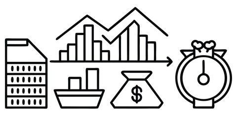 Fototapeta premium Editable Investment Icons Set – Customizable Line-Based Finance Symbols
