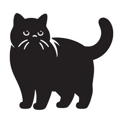 Agile British Shorthair silhouette, showcasing its athletic build - British Shorthair illustration - British Shorthair vector - cat silhouette

