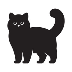 Refined British Shorthair silhouette, portraying the breed’s striking profile - British Shorthair illustration - British Shorthair vector - cat silhouette

