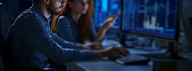 Professional team of IT technicians working in a modern offic