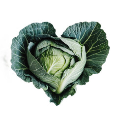 Fototapeta premium A vibrant green cabbage showcases its natural shape and crisp leaves in a studio against a white backdrop, ideal for cooking