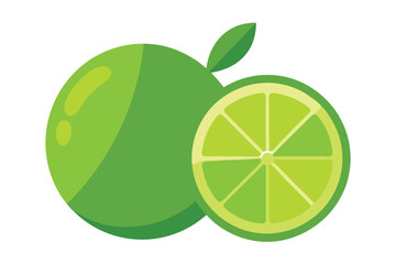 Fresh Lime Fruit Illustration, Slice, Citrus, Green Color, Flat Style, Transparent