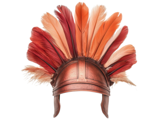 Roman helmet with colorful feathers for reenactment, cut out