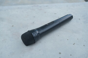 black mic photo with black background