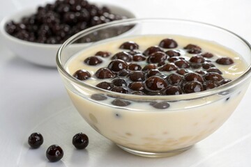 Creamy dessert with chewy tapioca pearls.