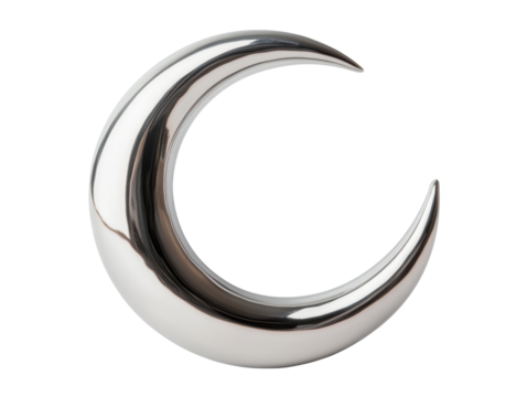 Elegant crescent moon sculpture for modern decor and design, cut out - Powered by Adobe