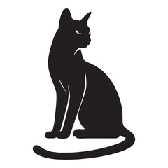 Regal Burmese silhouette, a symbol of ancient elegance - Burmese illustration - Burmese vector - cat silhouette

