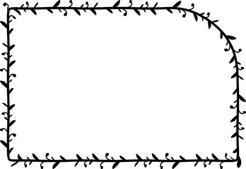 Round Single Corner Rectangle Frame wreath simple shape vector Leaves border floral photo frame romantic Botanical Branches decoration