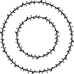 Ring Frame wreath simple shape vector Leaves border floral photo frame romantic Botanical Branches decoration