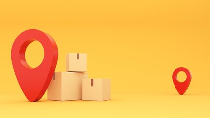 Sealed cardboard box for delivery of orders, goods, items around the world - 3d render. Delivery concept, parcel, mail, online order. Transportation and logistics.