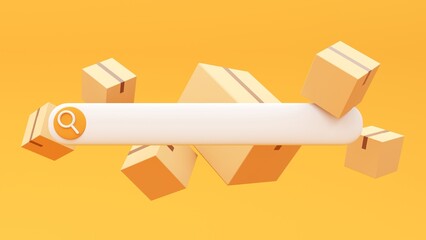 Sealed cardboard box for delivery of orders, goods, items around the world - 3d render. Delivery concept, parcel, mail, online order. Transportation and logistics.
