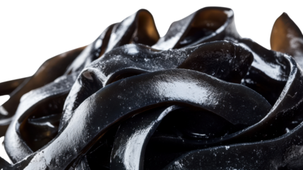 Shredded sea green algae on white background