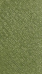 Textured green velvet with intricate geometric pattern