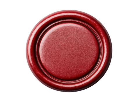 Elegant red wax seal for invitations and formal letters, cut out