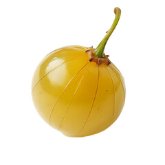 Close up of a single golden berry against a plain black background