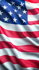 Obraz premium Dramatic Close Up of a United States Flag Outdoor Image Vibrant Colors Low Angle View Patriotism