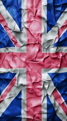 Naklejka premium Crumpled British Flag Union Jack Digital Art Abstract Background Textured Surface Close-up Cultural Symbolism