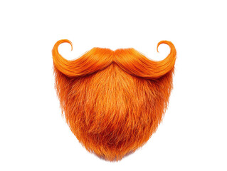 Vibrant orange mustache and beard for playful design projects, cut out