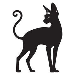 Charming Cornish Rex silhouette, capturing the breed’s lively spirit - Cornish Rex illustration - Cornish Rex vector - cat silhouette

