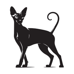 Sleek Cornish Rex silhouette, capturing the essence of feline poise - Cornish Rex illustration - Cornish Rex vector - cat silhouette

