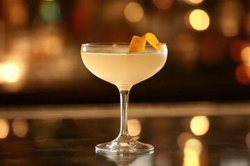 Classic Tuxedo No. 2 Cocktail in a Chilled Coupe with Lemon Twist