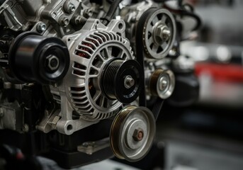 Close-up of a car engine showcasing intricate mechanical components