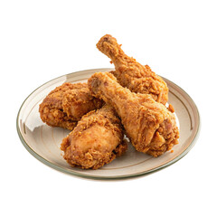 Crispy fried chicken drumsticks on a plate