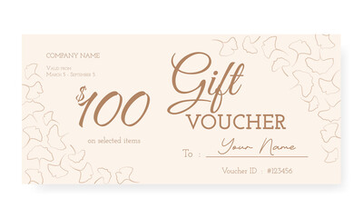 Gift voucher, promotion, discount, beige, light background