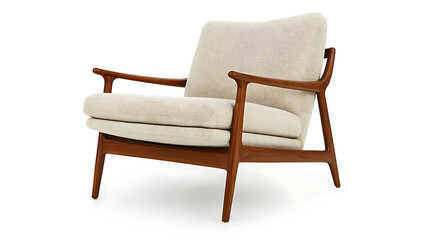 Fototapeta premium A wooden chair with a white cushion