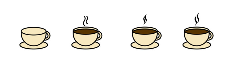 Coffee cup icon set. Cups of coffee tea collection. Hot drink icon. Disposable cup. Cup coffe with steam. Flat style. Vector Illustration. Vector Graphic.. hot beverage cup