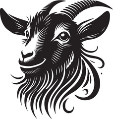 Obraz premium Peeking black goat head vector, Peeking Animal, Funny peeking pet vector, goat vector illustration