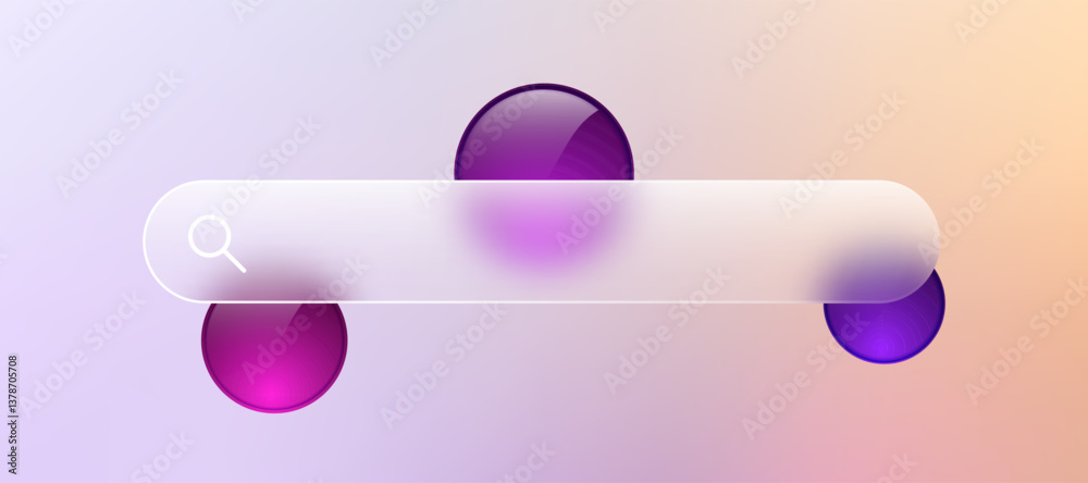 Fototapete glass search bar transparent web button. website ui page frame design. vector sign element design. f