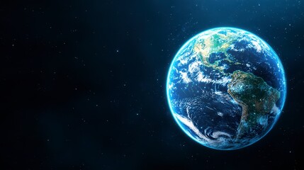 Glowing Pixelated Earth in Dark Space