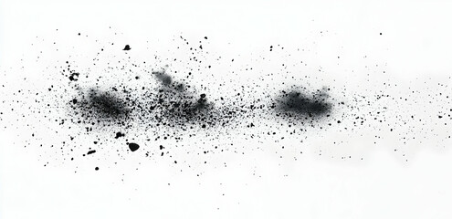 Obraz premium A white background with scattered black particles, creating an abstract and minimalist design
