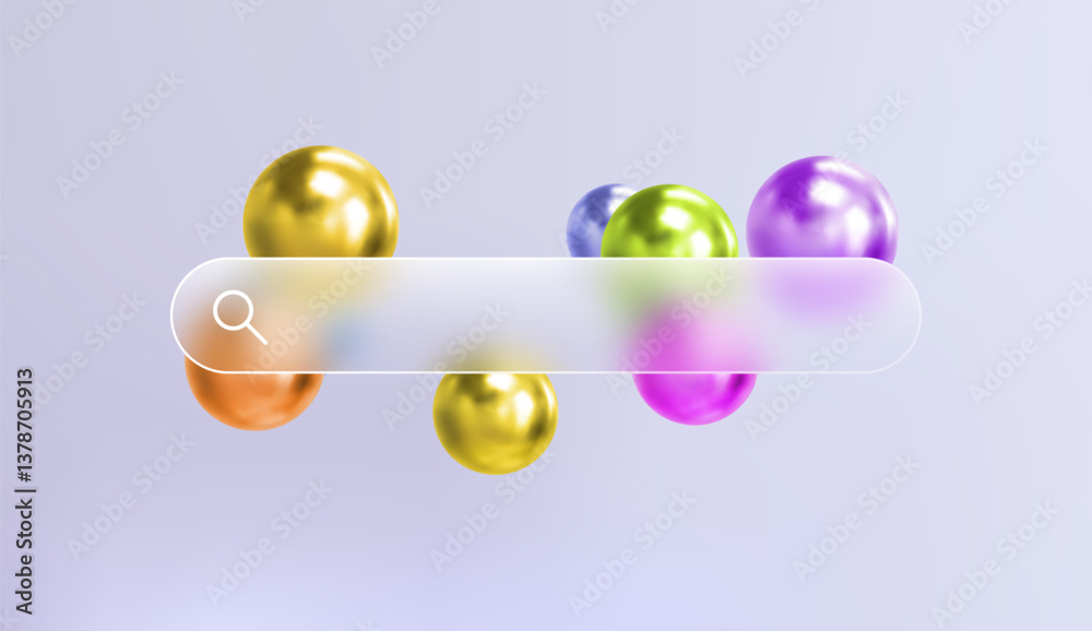 Fototapete glass search bar transparent web button. website ui page frame design. vector sign element design. f
