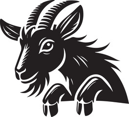 Peeking black goat head vector, Peeking Animal, Funny peeking pet vector, goat vector illustration