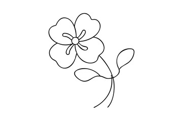 Simple Line Art Flower Drawing, Minimalist Botanical Illustration