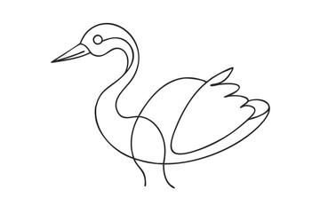 Obraz premium Elegant SingleLine Swan Drawing, Minimalist Bird Art, Nature Illustration