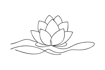 Elegant Lotus Flower Line Art Minimalist Botanical Illustration