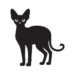 Exquisite Devon Rex silhouette, a masterpiece of feline form - Devon Rex illustration - Devon Rex vector - cat silhouette


