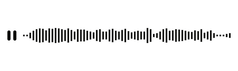 Black sound waves on white background - Music wave frequency or equaliser audio lines and digital voice volume visualisation vector set isolated illustrations 