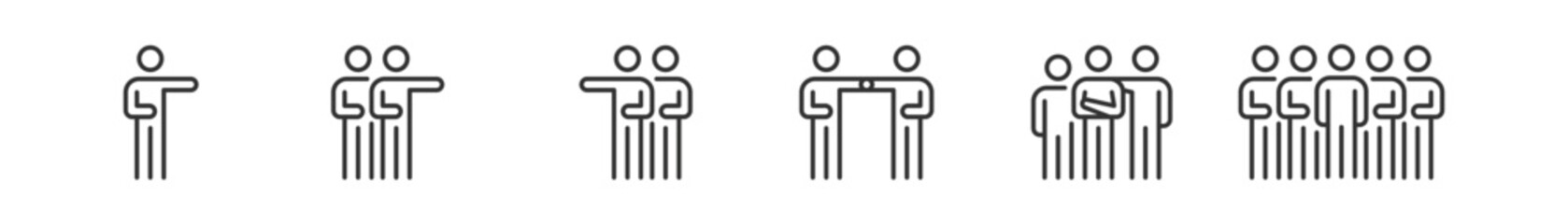 People Team Business Work Group Line Icons,   Presentation People, Symbol Perfect Design Simple Set For Using In Web Site Logo App UI Infographics Report, Icon Set Vector Illustration